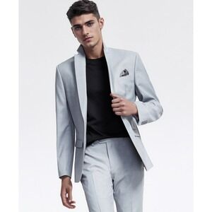 bar III 2 Piece Suit Mens 40S‎ Pants 32x30 Light Grey Two Buttons Wool Blend NWT